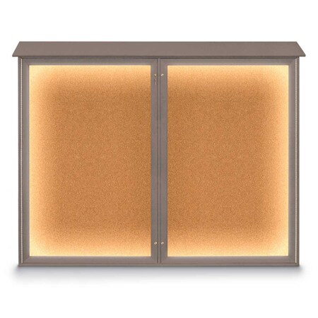 United Visual Products Triple Door Enclosed Indoor Letterboard UV1128-SATIN-WHITE